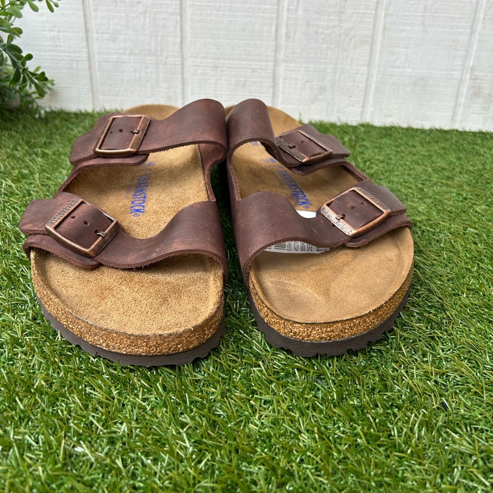 BIRKENSTOCK ARIZONA HABANA Oiled LEATHER BROWN SOFT FOOTBED SANDALS Sz 44 US11.5 - Picture 7 of 15